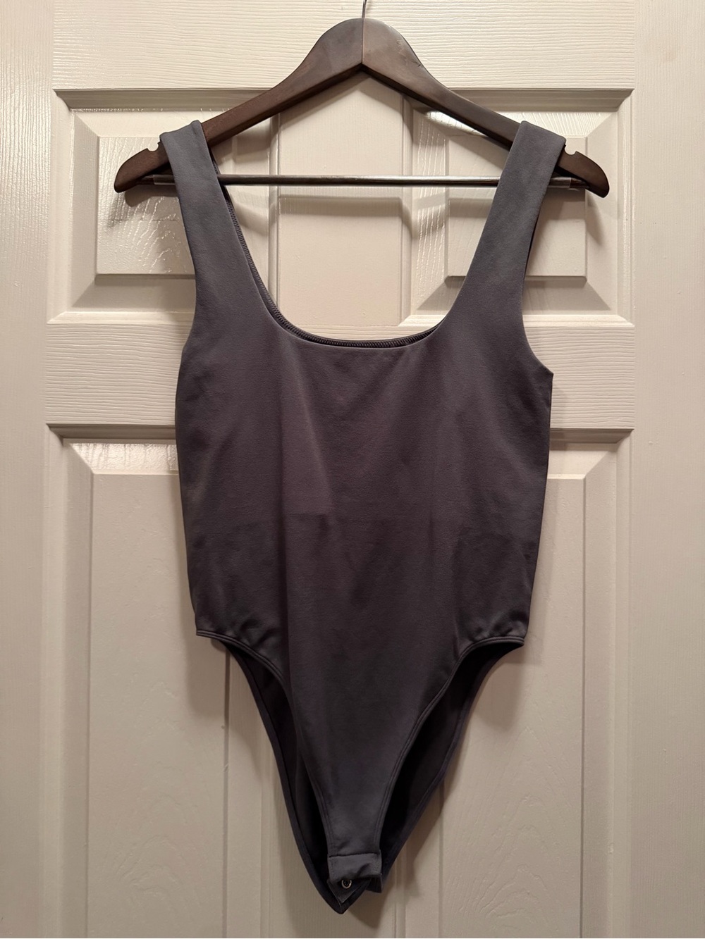 A new day Gray Scoop Neck One-Piece Bodysuit